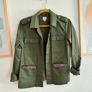 A NEW DAY Military Jacket Beaded Pockets
Army Green Utility Size Small